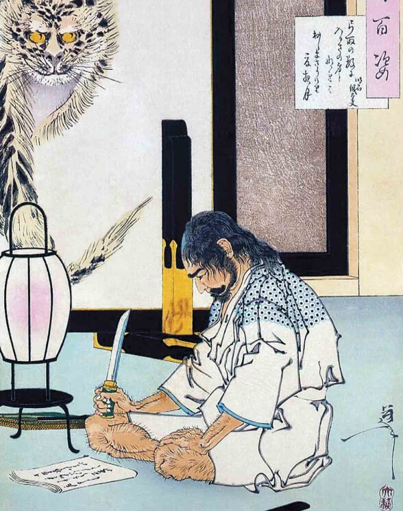 Samurai sáng tác bài thơ nói về cái chết của mình trước khi mổ bụng.